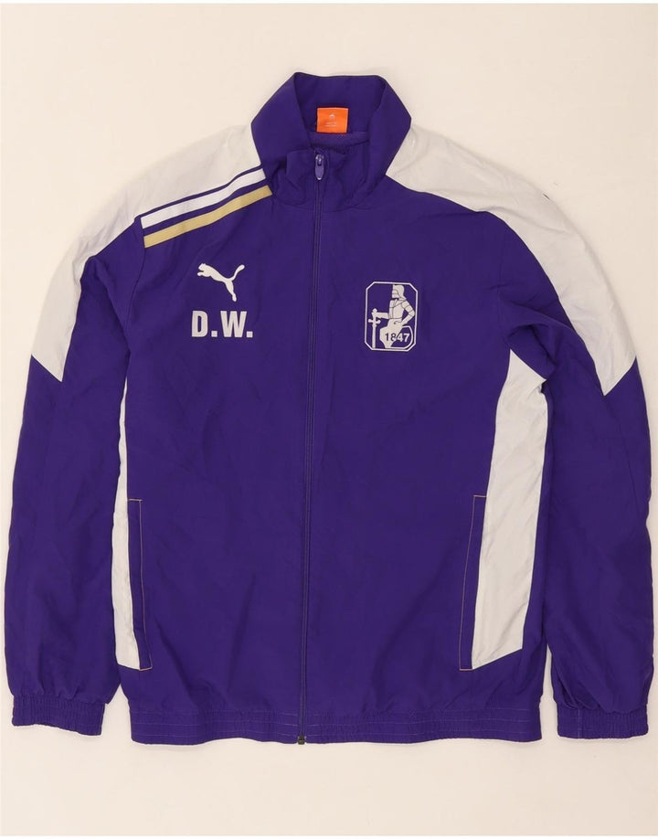 PUMA Mens Graphic Bomber Jacket UK 38 Medium Purple Colourblock Polyester Vintage Puma and Second-Hand Puma from Messina Hembry 