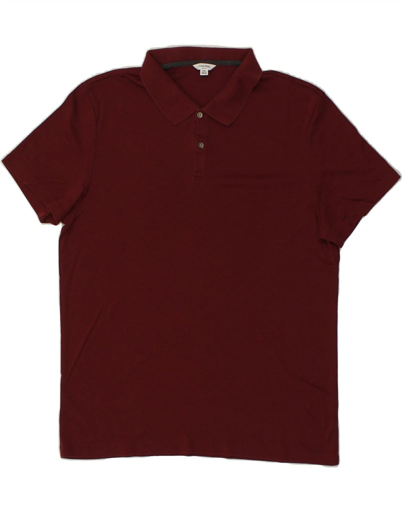 CALVIN KLEIN Mens Slim Fit Polo Shirt 2XL Maroon Cotton | Vintage Calvin Klein | Thrift | Second-Hand Calvin Klein | Used Clothing | Messina Hembry 