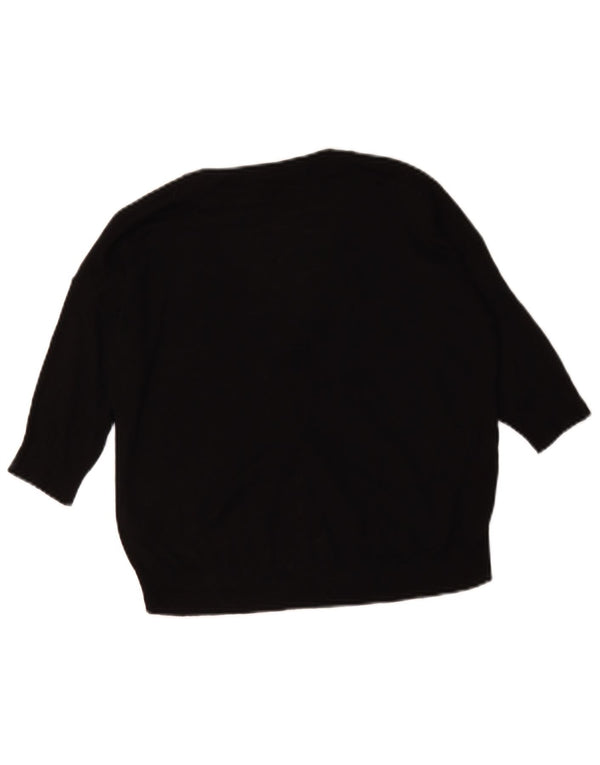 Zara Womens Crop 3/4 Sleeve Cardigan Sweater UK 10 Small Black Viscose