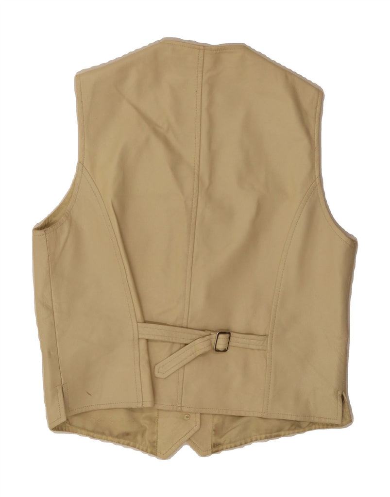VINTAGE Womens Leather Waistcoat EU 38 Medium Beige Leather Vintage Vintage and Second-Hand Vintage from Messina Hembry 