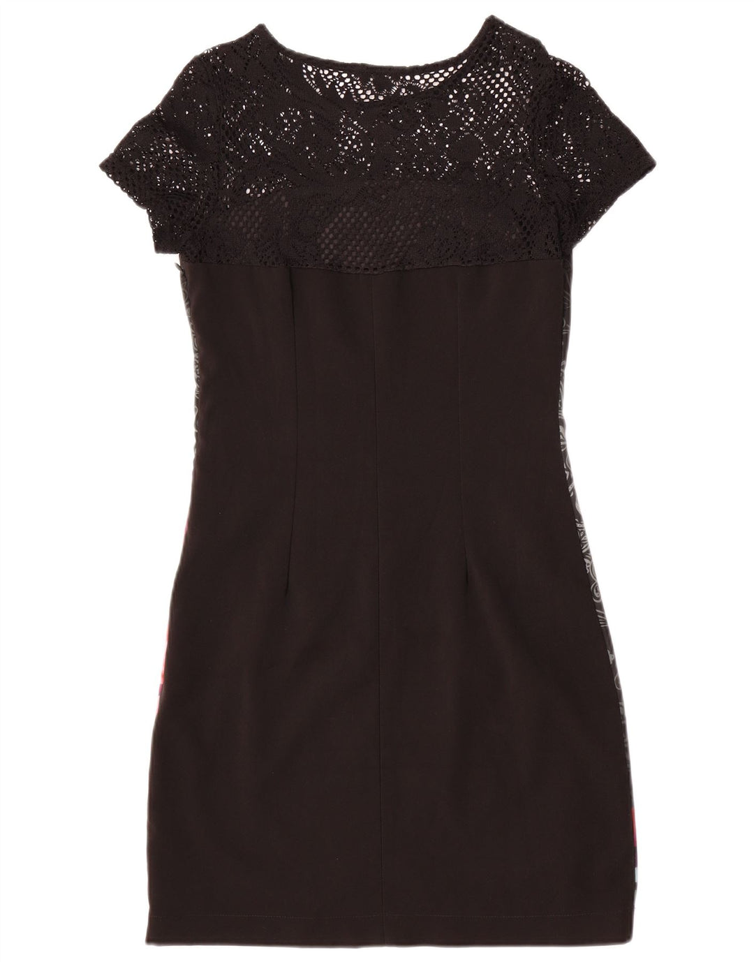 Desigual Womens Graphic Sheath Dress EU 38 Medium Black Floral