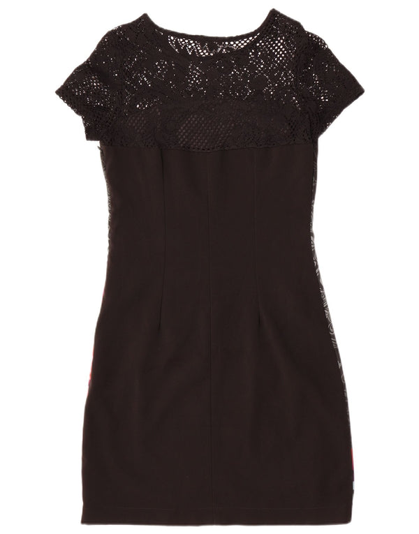 Desigual Womens Graphic Sheath Dress EU 38 Medium Black Floral