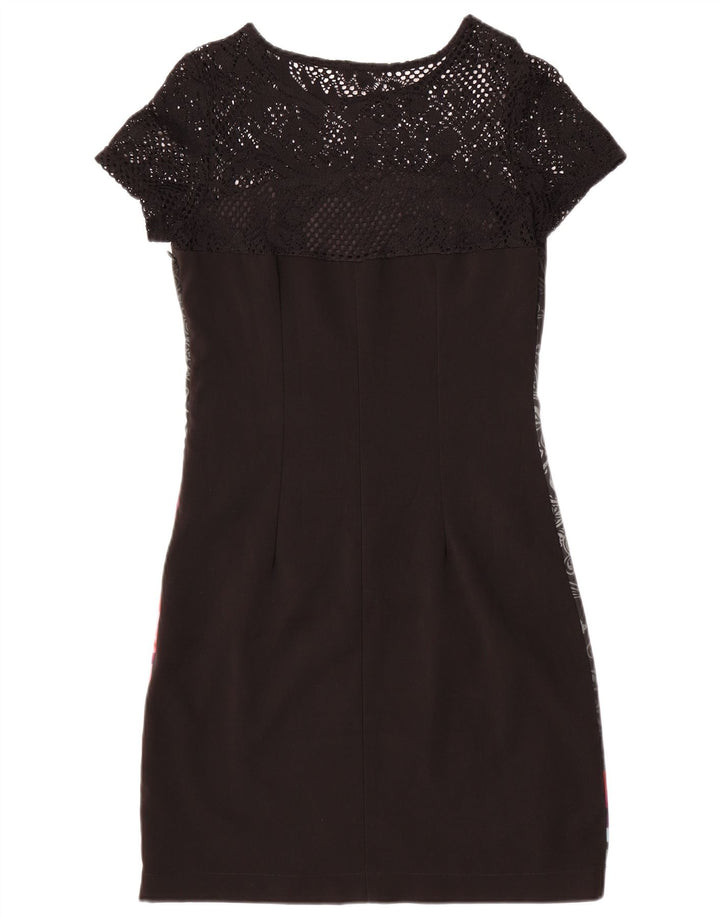 Desigual Womens Graphic Sheath Dress EU 38 Medium Black Floral
