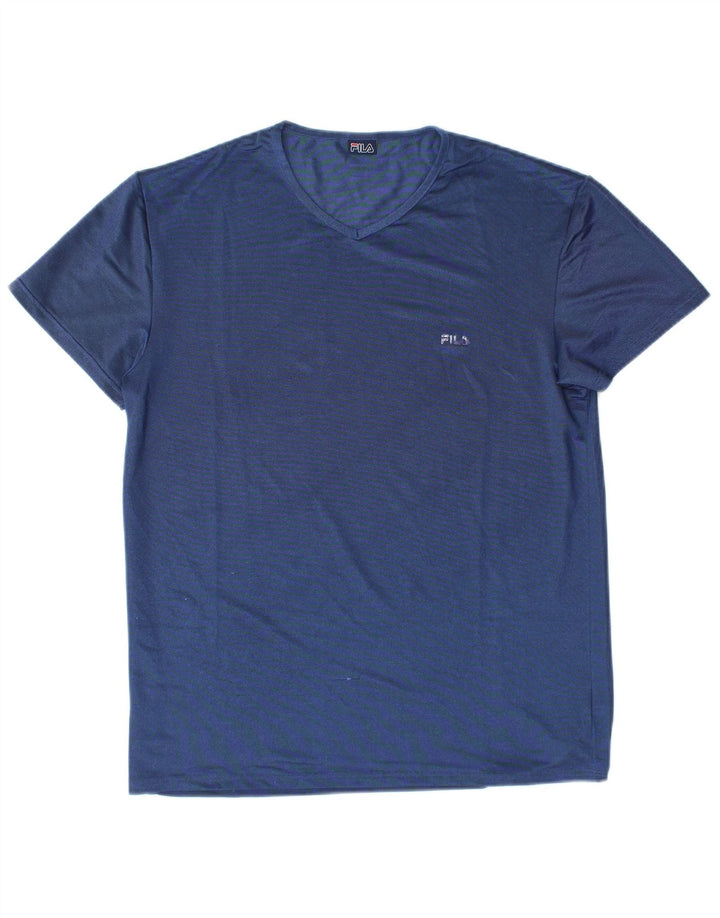 FILA Womens T-Shirt Top UK 14 Large Blue Polyester