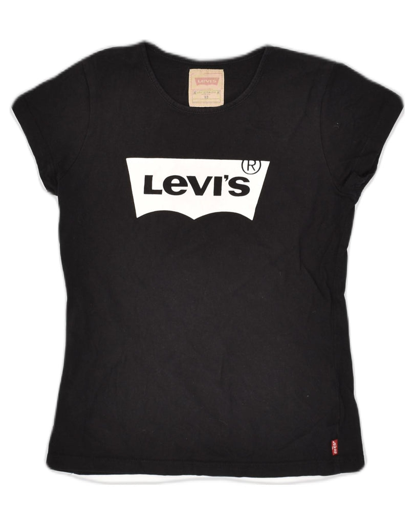 LEVI'S Girls Graphic T-Shirt Top 11-12 Years Black Cotton | Vintage Levi's | Thrift | Second-Hand Levi's | Used Clothing | Messina Hembry 