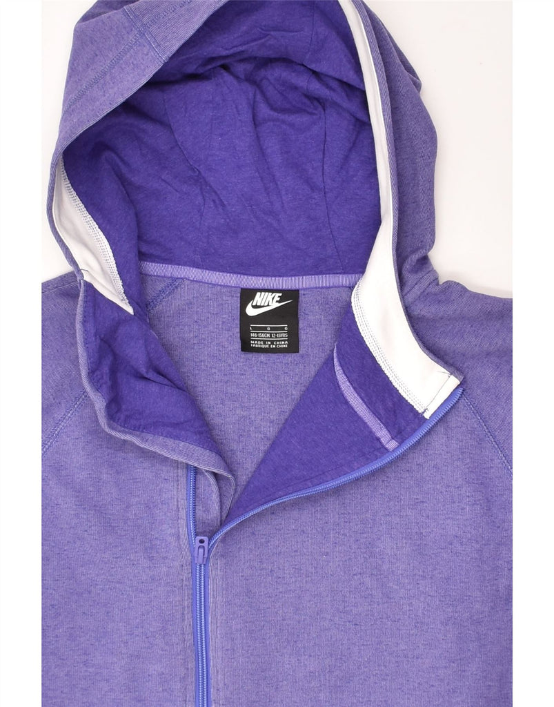 NIKE Girls Zip Hoodie Sweater 12-13 Years Large Purple Cotton | Vintage Nike | Thrift | Second-Hand Nike | Used Clothing | Messina Hembry 