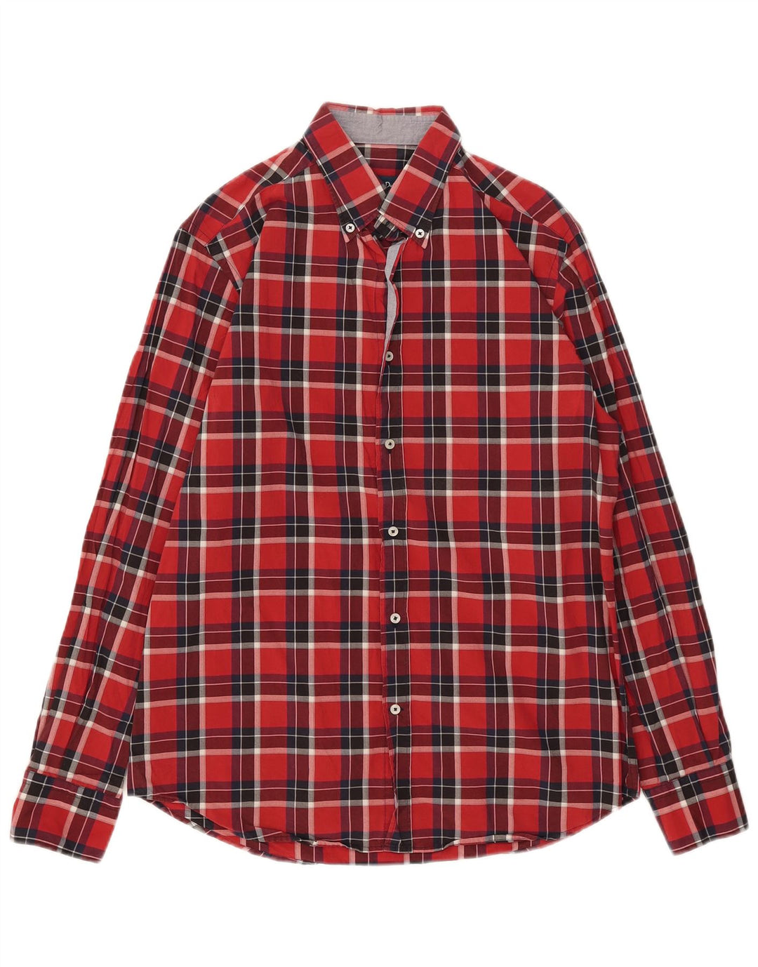 Massimo Dutti Mens Casual Fit Flannel Shirt Large Red Check