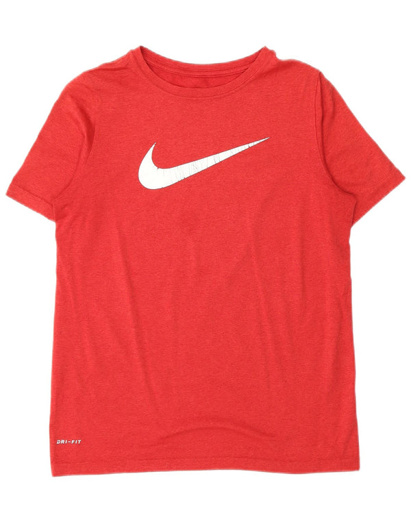 Nike Boys Dri Fit Graphic T-Shirt Top 12-13 Years Large Red Polyester