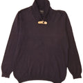 Zara Mens Shawl Neck Jumper Sweater Medium Navy Blue Cotton