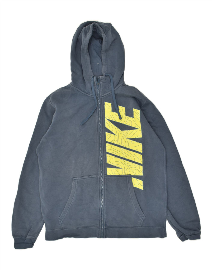 NIKE Mens Graphic Zip Hoodie Sweater Large Grey Cotton | Vintage Nike | Thrift | Second-Hand Nike | Used Clothing | Messina Hembry 