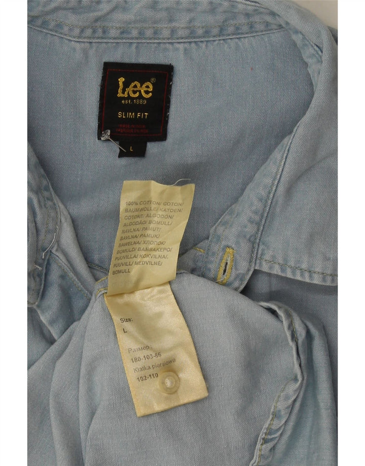 Lee Womens Slim Fit Denim Shirt Large Blue Cotton