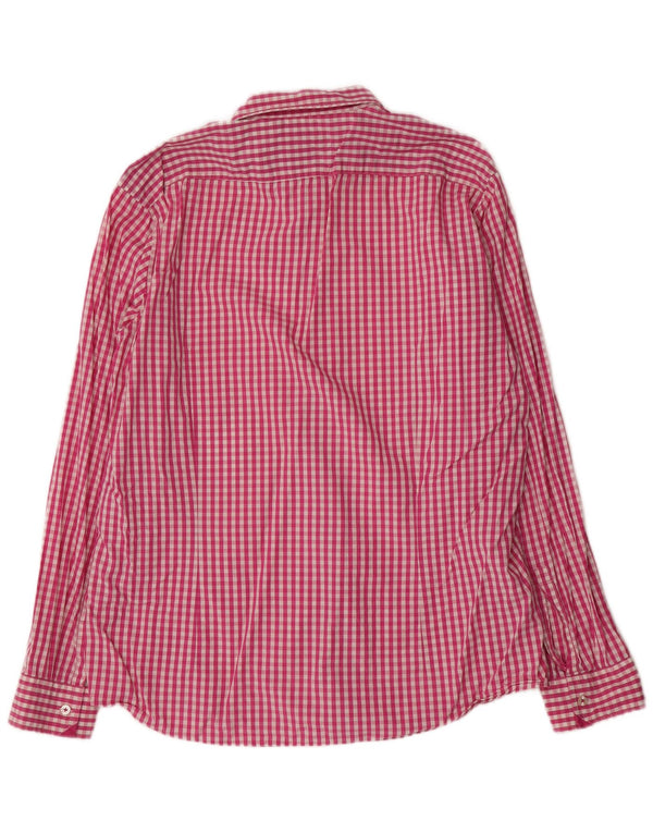 Hugo Boss Mens Regular Fit Shirt XL Pink Gingham Cotton