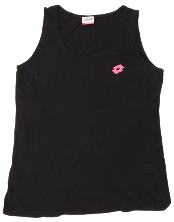LOTTO Womens Vest Top UK 14 Medium Black Cotton