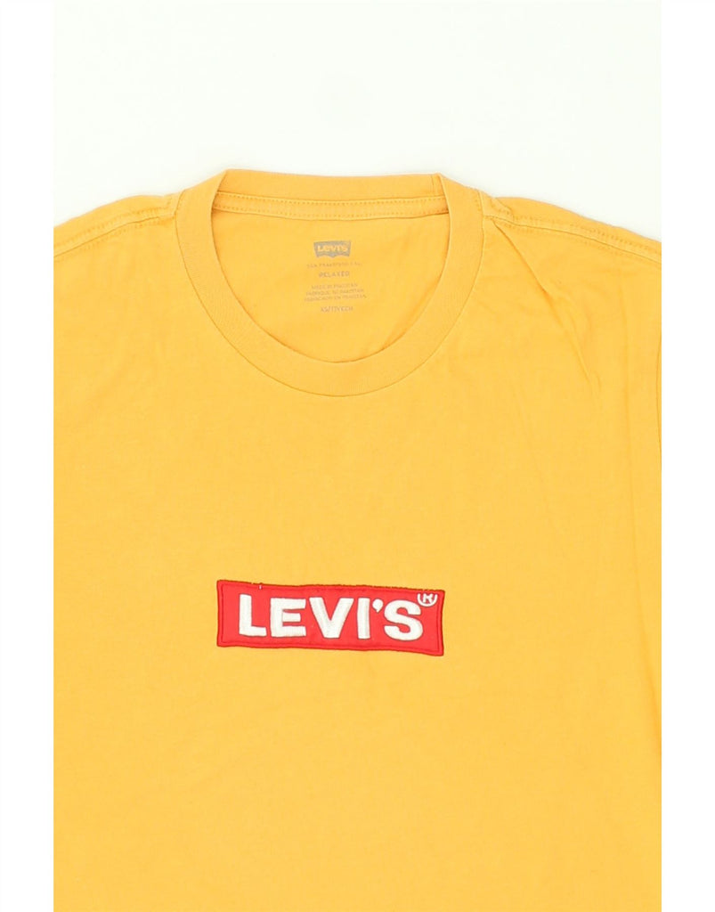 LEVI'S Mens Relaxed Fit Graphic T-Shirt Top XS Yellow Cotton | Vintage Levi's | Thrift | Second-Hand Levi's | Used Clothing | Messina Hembry 