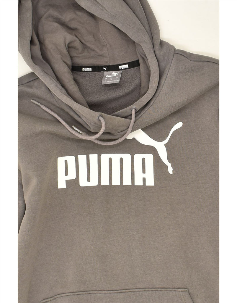 PUMA Womens Graphic Hoodie Jumper UK 16 Large Grey Cotton | Vintage Puma | Thrift | Second-Hand Puma | Used Clothing | Messina Hembry 