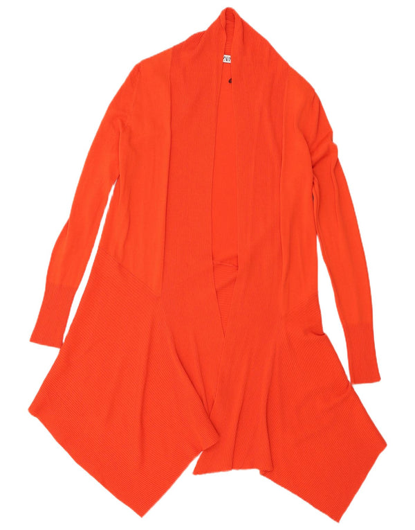 Zara Womens Longline Asymmetric Cardigan Sweater UK 10 Small Orange Viscose