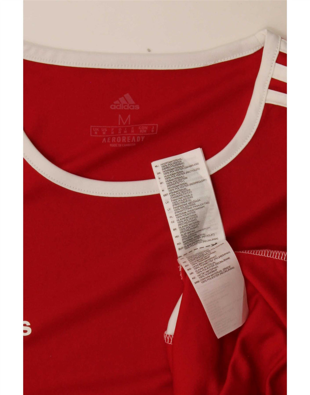 Adidas Mens Aeroready T-Shirt Top Medium Red Colourblock Polyester