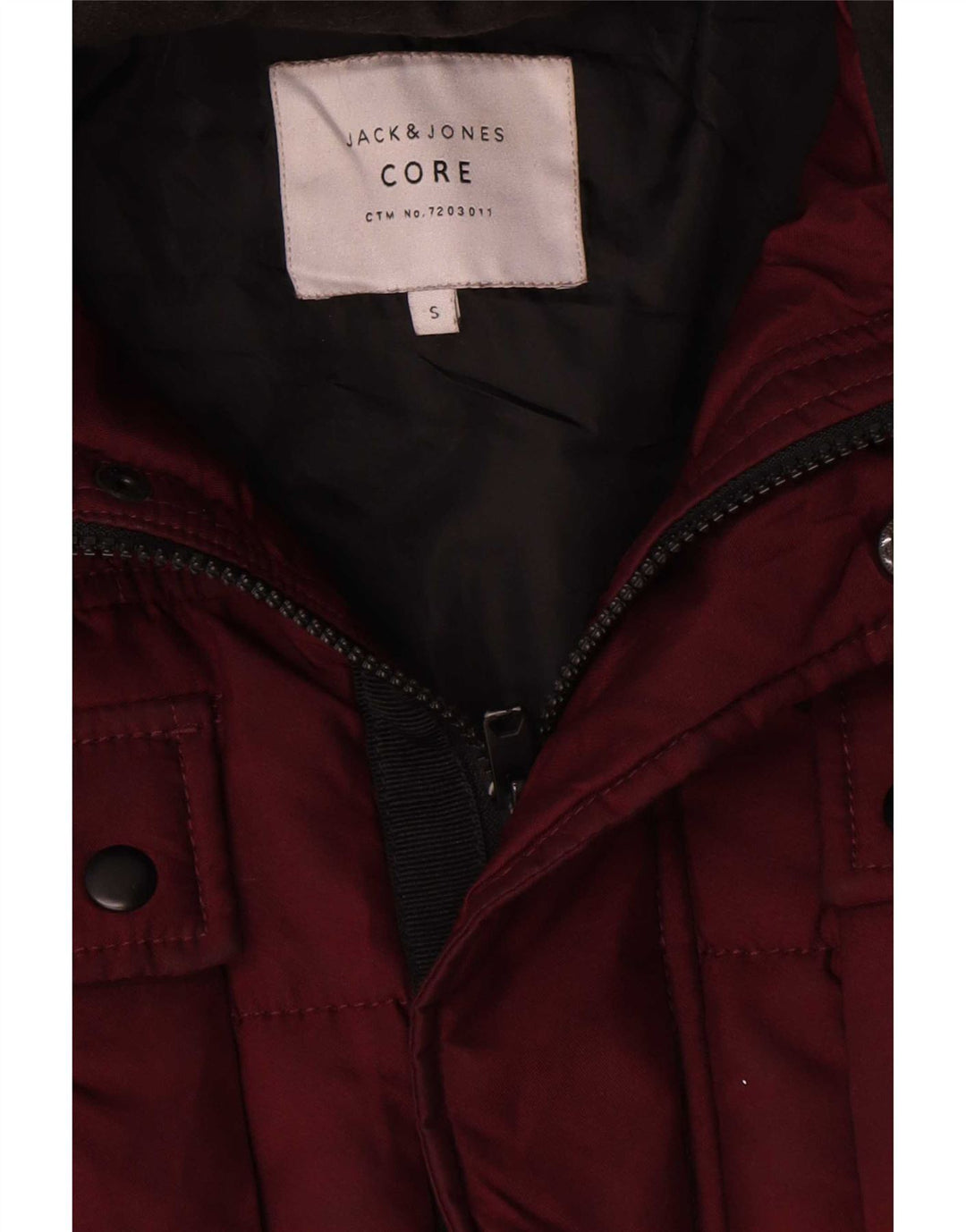 Jack & Jones Mens Hooded Padded Jacket UK 36 Small Burgundy Polyester