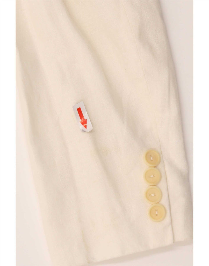 Max & Co. Womens 3 Button Blazer Jacket UK 8 Small White Linen