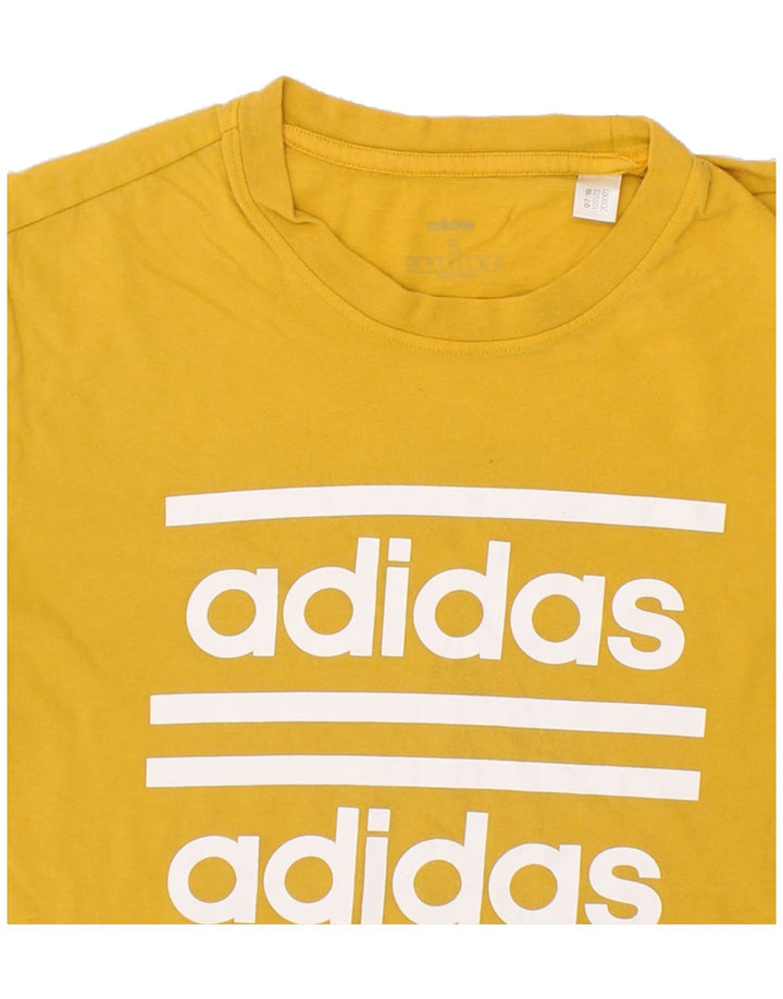 ADIDAS Mens Graphic T-Shirt Top Small Yellow Cotton Vintage Adidas and Second-Hand Adidas from Messina Hembry 