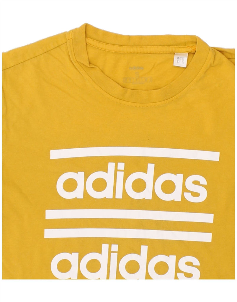 ADIDAS Mens Graphic T-Shirt Top Small Yellow Cotton Vintage Adidas and Second-Hand Adidas from Messina Hembry 