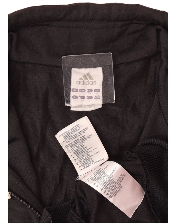 ADIDAS Womens Tracksuit Top Jacket UK 12 Medium Black Polyester
