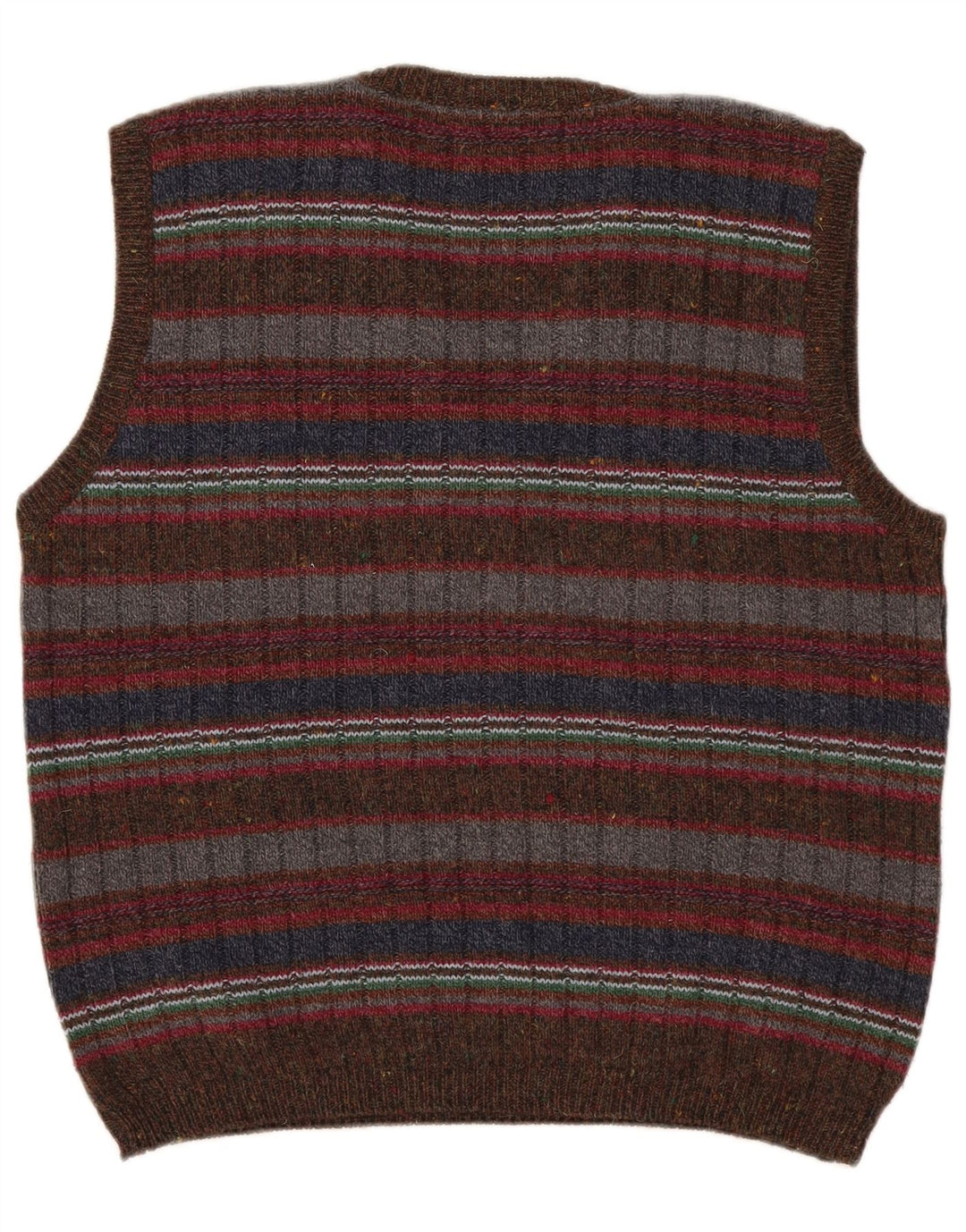 Osvaldo Bruni Mens Vest Tank Top Medium Multicoloured Striped Wool