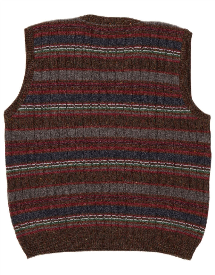 Osvaldo Bruni Mens Vest Tank Top Medium Multicoloured Striped Wool