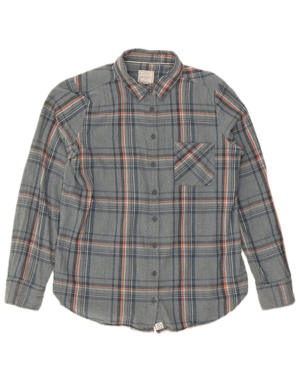 Fat Face Womens Flannel Shirt UK 14 Large Blue Plaid Cotton