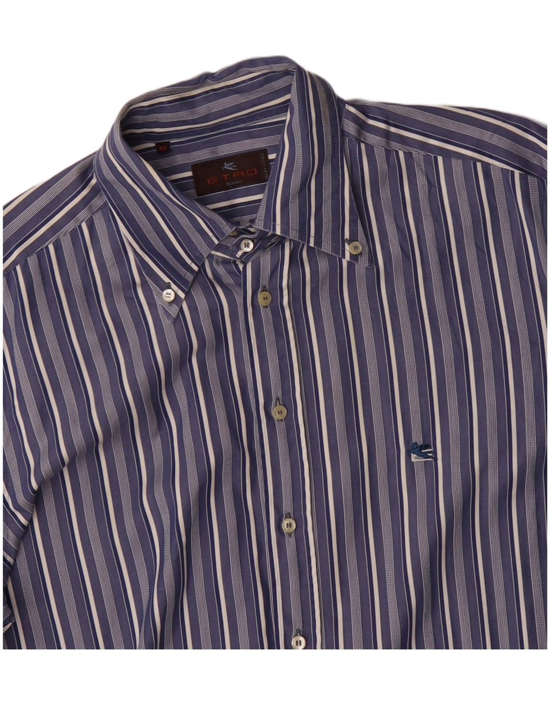 Etro Mens Shirt Size 42 Large Blue Striped Cotton