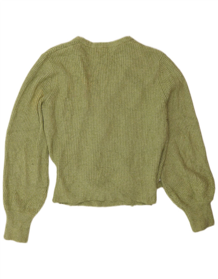 Marks & Spencer Womens Wrap Cardigan Sweater UK 14 Medium Green Cotton