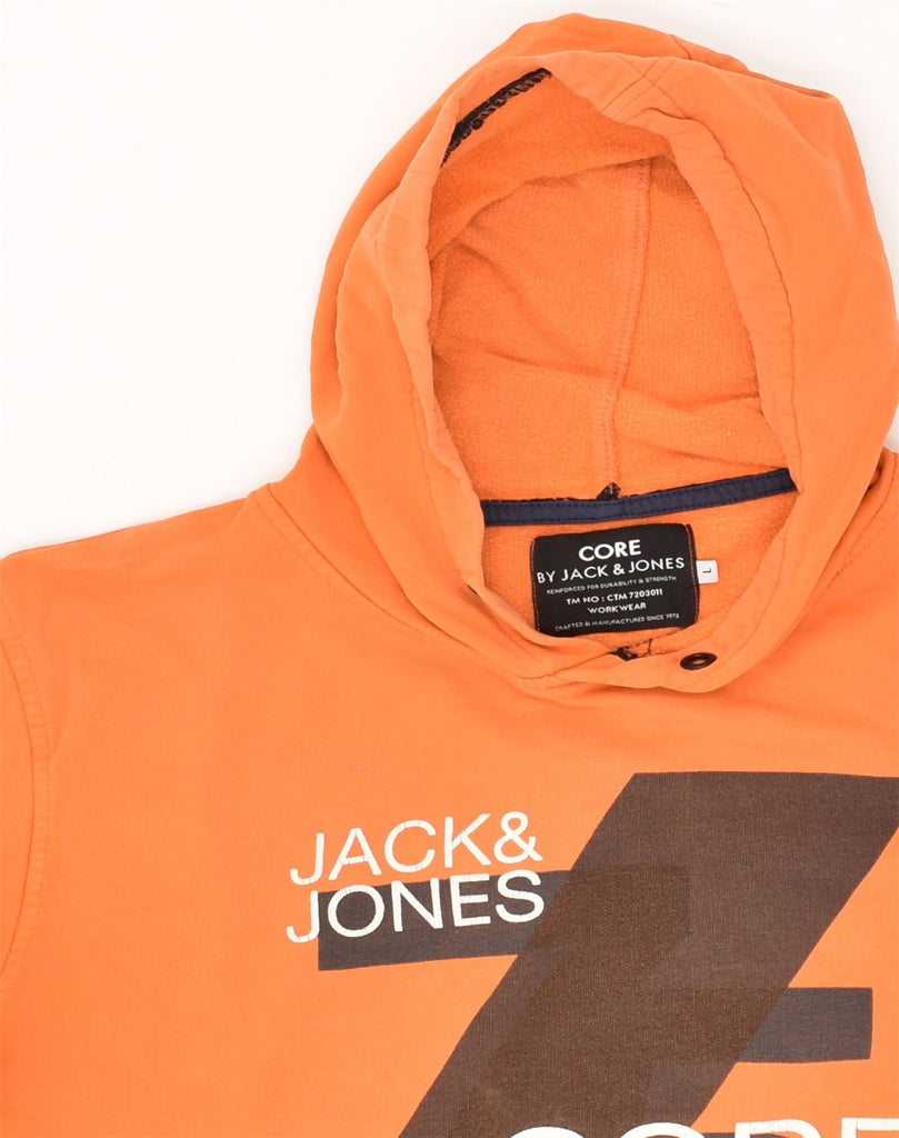 JACK & JONES Mens Graphic Hoodie Jumper Large Orange Cotton | Vintage Jack & Jones | Thrift | Second-Hand Jack & Jones | Used Clothing | Messina Hembry 