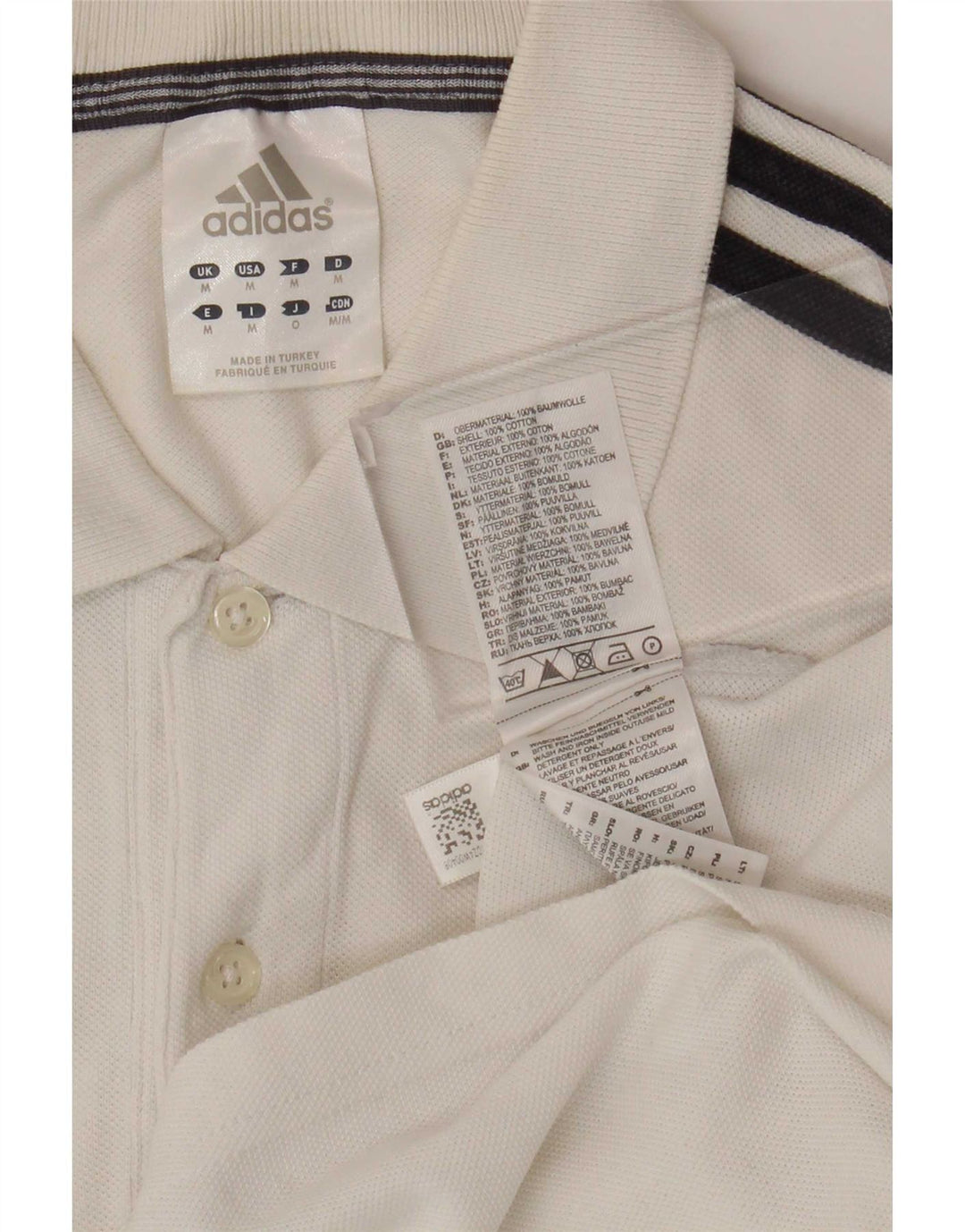 Adidas Mens Polo Shirt Medium White Cotton
