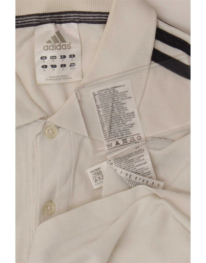 Adidas Mens Polo Shirt Medium White Cotton