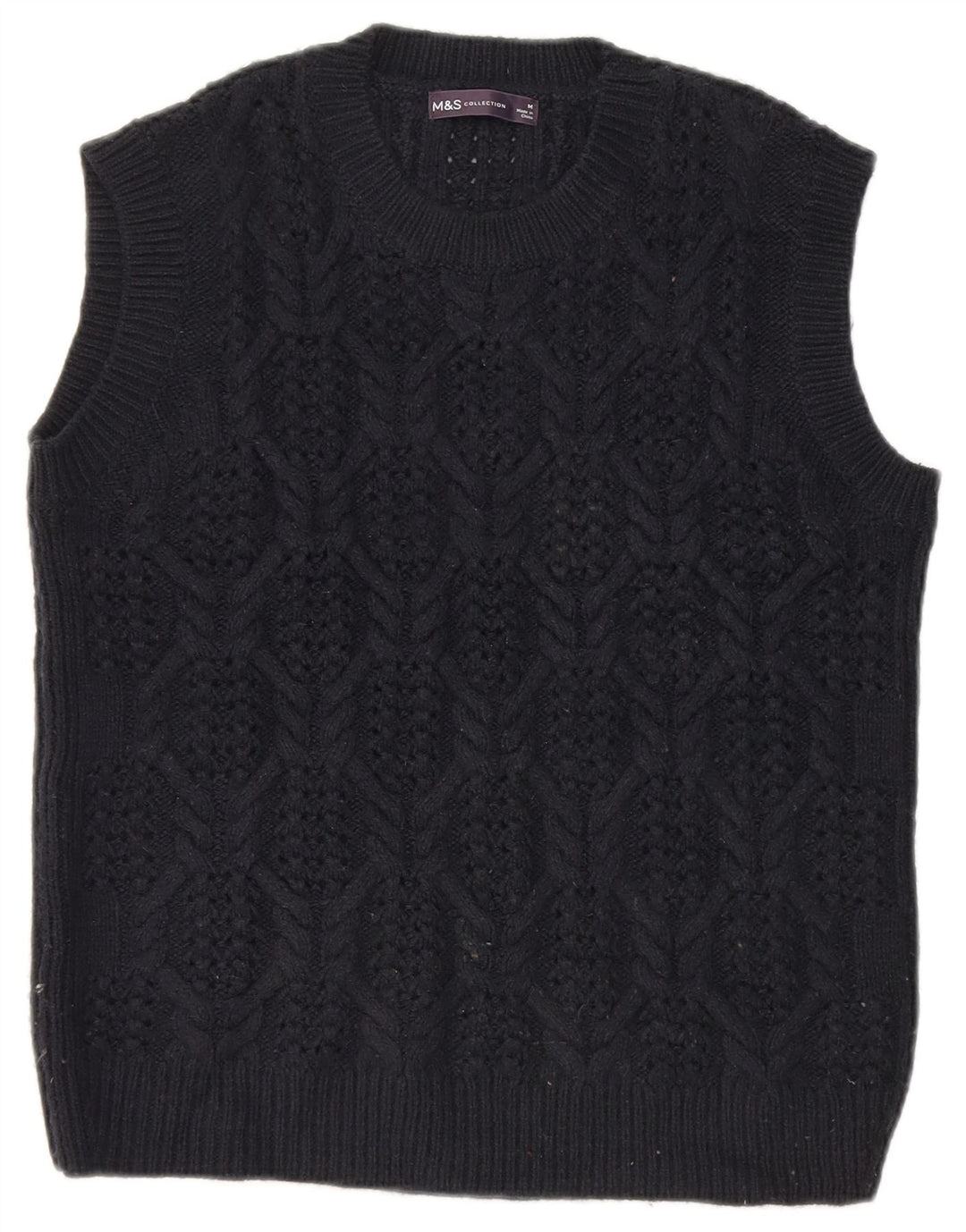 Marks & Spencer Womens Vest Tank Top UK 14 Medium Navy Blue Acrylic