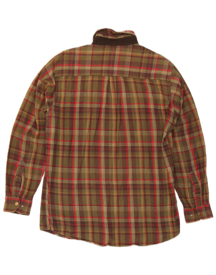 Univers Mens Flannel Shirt Large Khaki Check Cotton