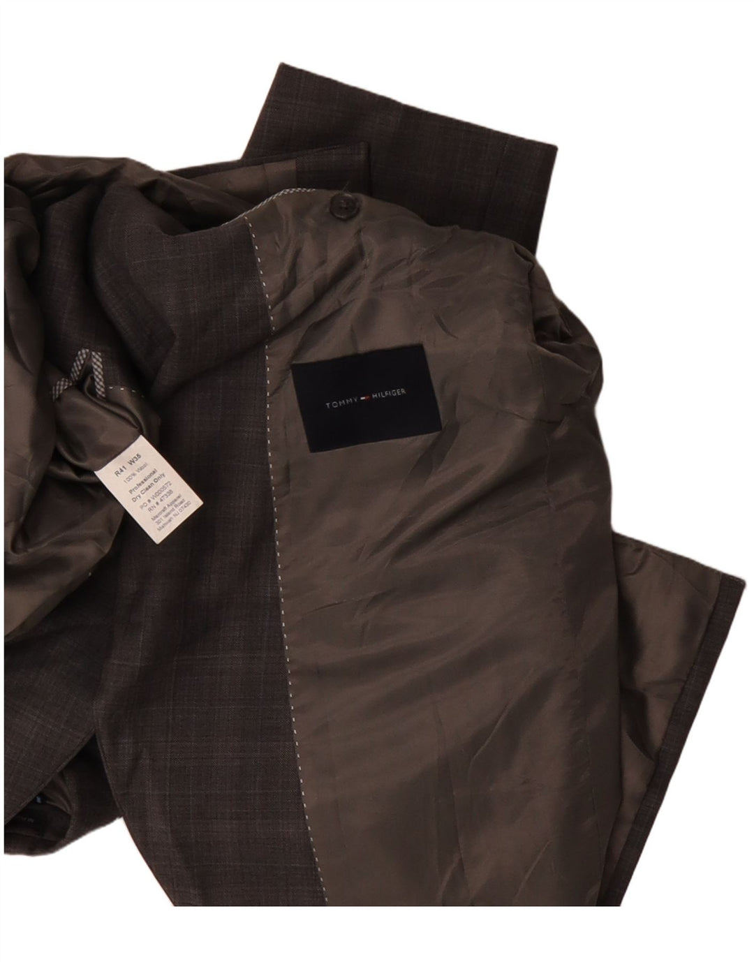 Tommy Hilfiger Mens 2 Button Blazer Jacket US 41 Large Brown Plaid Wool