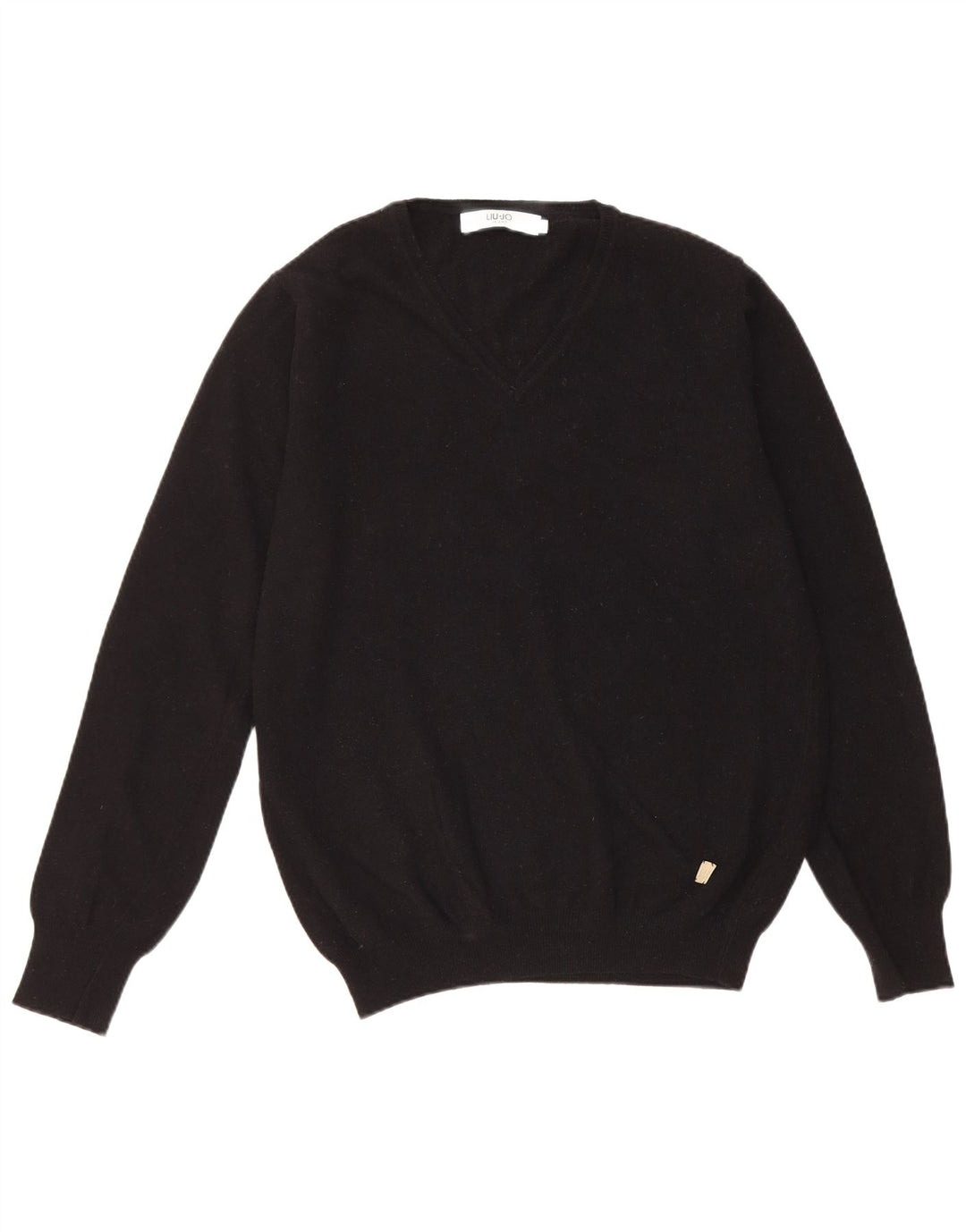 Liu Jo Mens V-Neck Jumper Sweater Large Black Virgin Wool