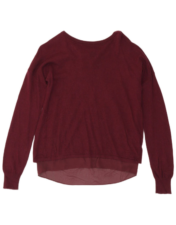 Marks & Spencer Womens Boat Neck Jumper Sweater UK 8 Small Burgundy