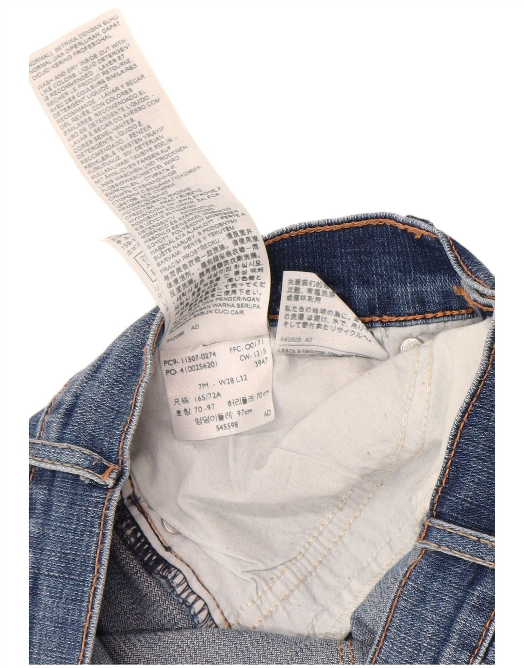 Levi's Womens 524 Skinny Jeans US 7 Medium W28 L32 Blue Cotton