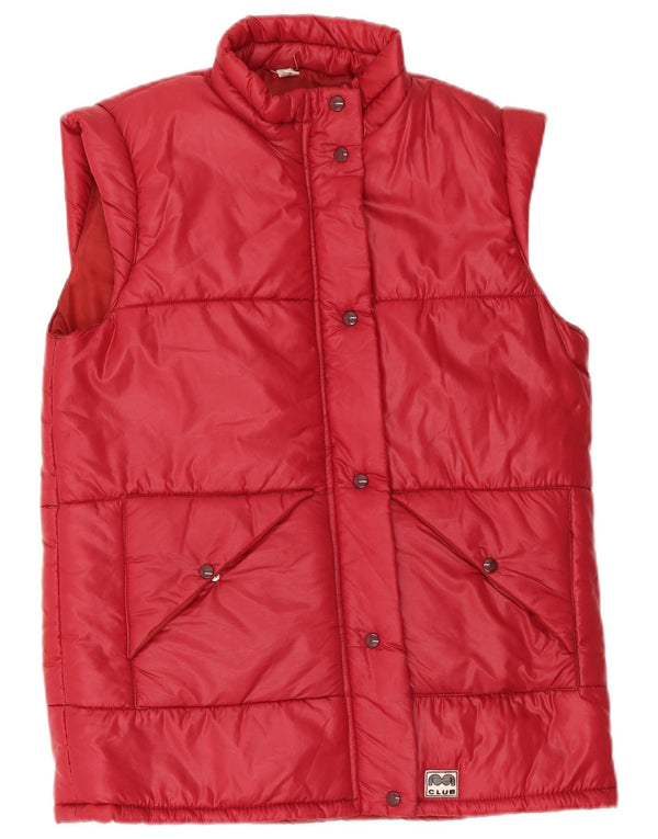 Vintage Womens Padded Gilet IT 46 Large Red Polyamide
