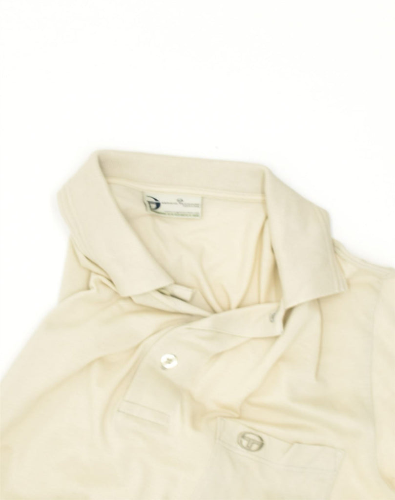 SERGIO TACCHINI Mens Polo Shirt Medium Beige Cotton | Vintage Sergio Tacchini | Thrift | Second-Hand Sergio Tacchini | Used Clothing | Messina Hembry 