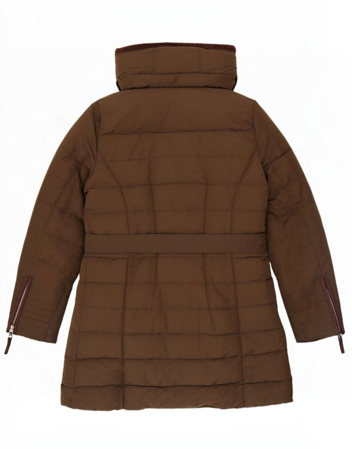 Zara Womens Hooded Padded Jacket UK 18 XL Khaki Polyester