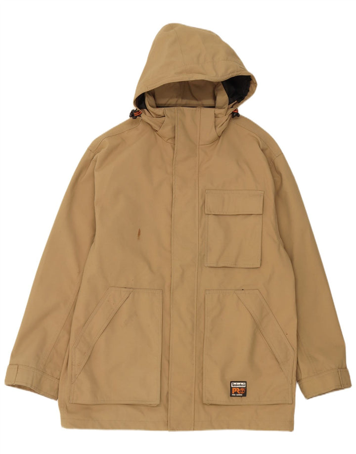 Timberland Mens Hooded Utility Jacket UK 38 Medium Beige Nylon