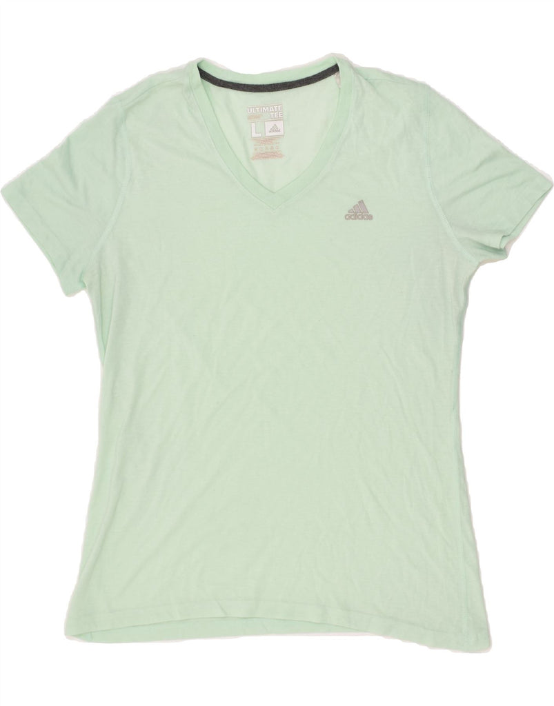 ADIDAS Womens Graphic T-Shirt Top UK 16 Large Green Polyester | Vintage Adidas | Thrift | Second-Hand Adidas | Used Clothing | Messina Hembry 