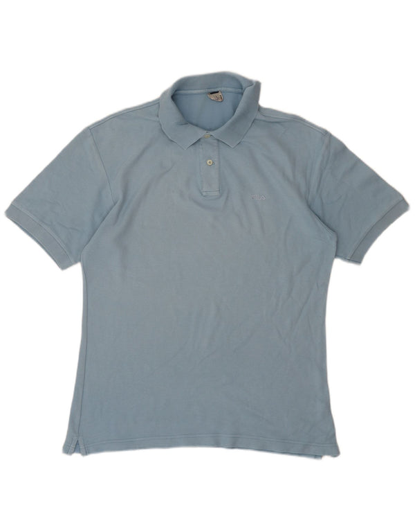 Fila Mens Polo Shirt IT 50 Medium Blue Cotton
