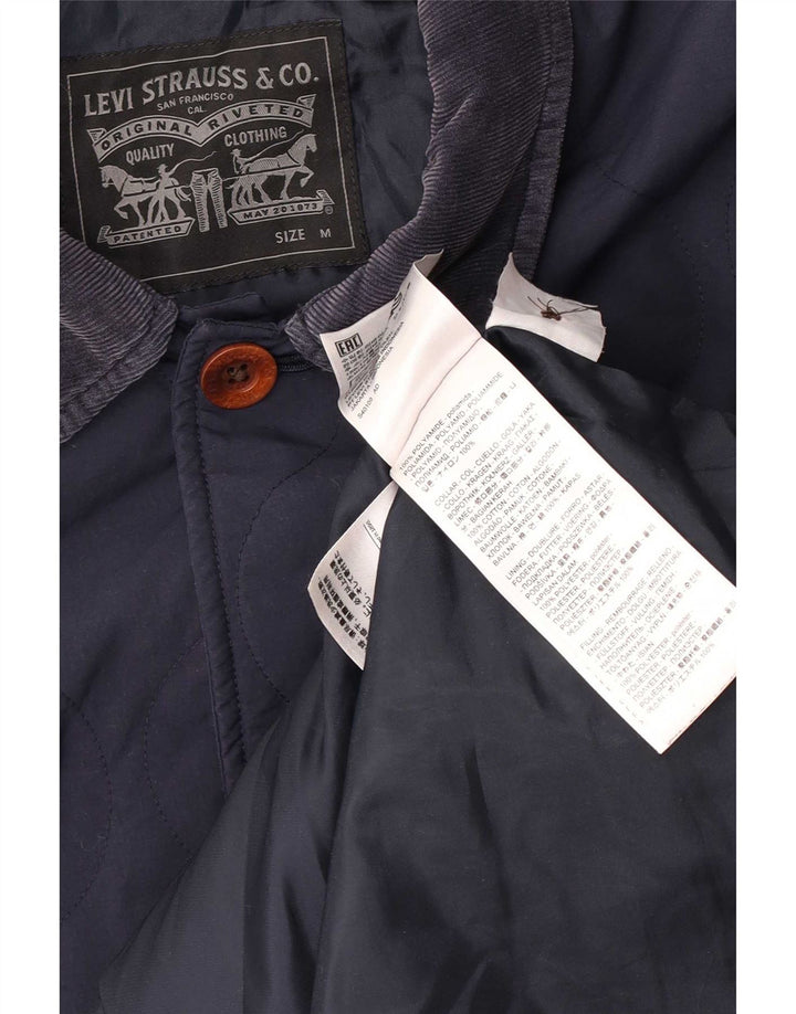 Levi's Mens Quilted Jacket UK 38 Medium Navy Blue Polyamide Classic