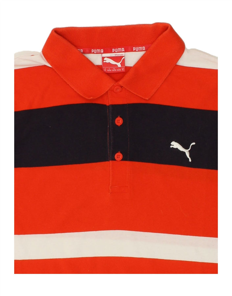 PUMA Mens Polo Shirt XL Red Striped Cotton | Vintage Puma | Thrift | Second-Hand Puma | Used Clothing | Messina Hembry 