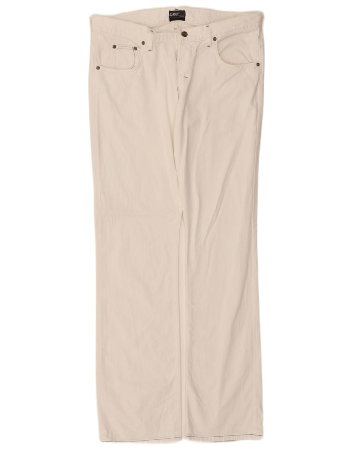 Lee Mens Knox Straight Jeans W36 L34 White Cotton