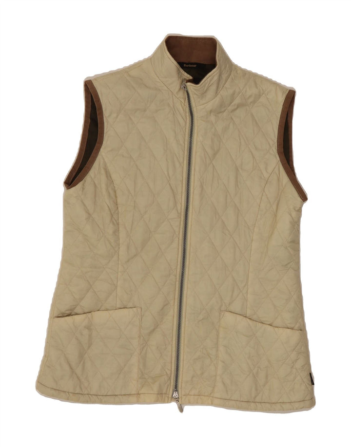 BARBOUR Womens Quilted Gilet UK 12 Medium  Beige Vintage Barbour and Second-Hand Barbour from Messina Hembry 
